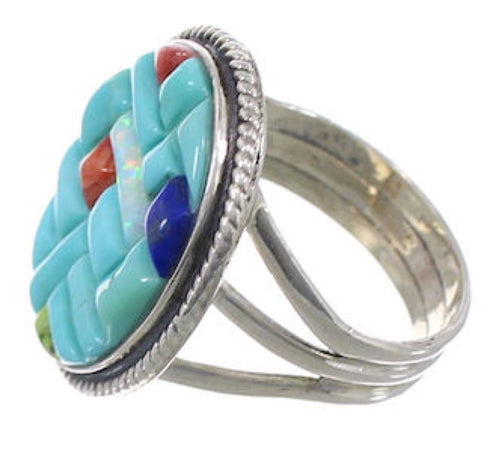 Southwest Multicolor Authentic Sterling Silver Ring Size 7 CX51653
